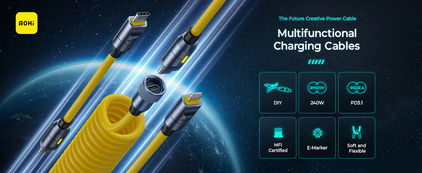 Bộ Cáp Sạc Nhanh Aohi The Future Creative 240W | iAohi.VN Phân Phối Chính Hãng