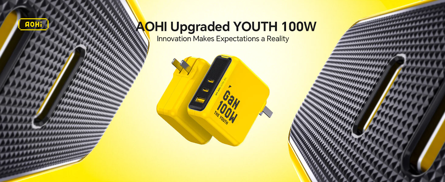 Bộ Sạc Nhanh 3 Cổng Aohi The Youth PD 100W GaN | iAohi.VN Phân Phối Chính Hãng