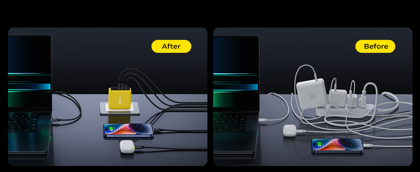 Sạc Nhanh Aohi Magcube Pro 140W GaN+ 2 USB-C Và 1 USB-A | iAohi.VN Phân Phối Chính Hãng