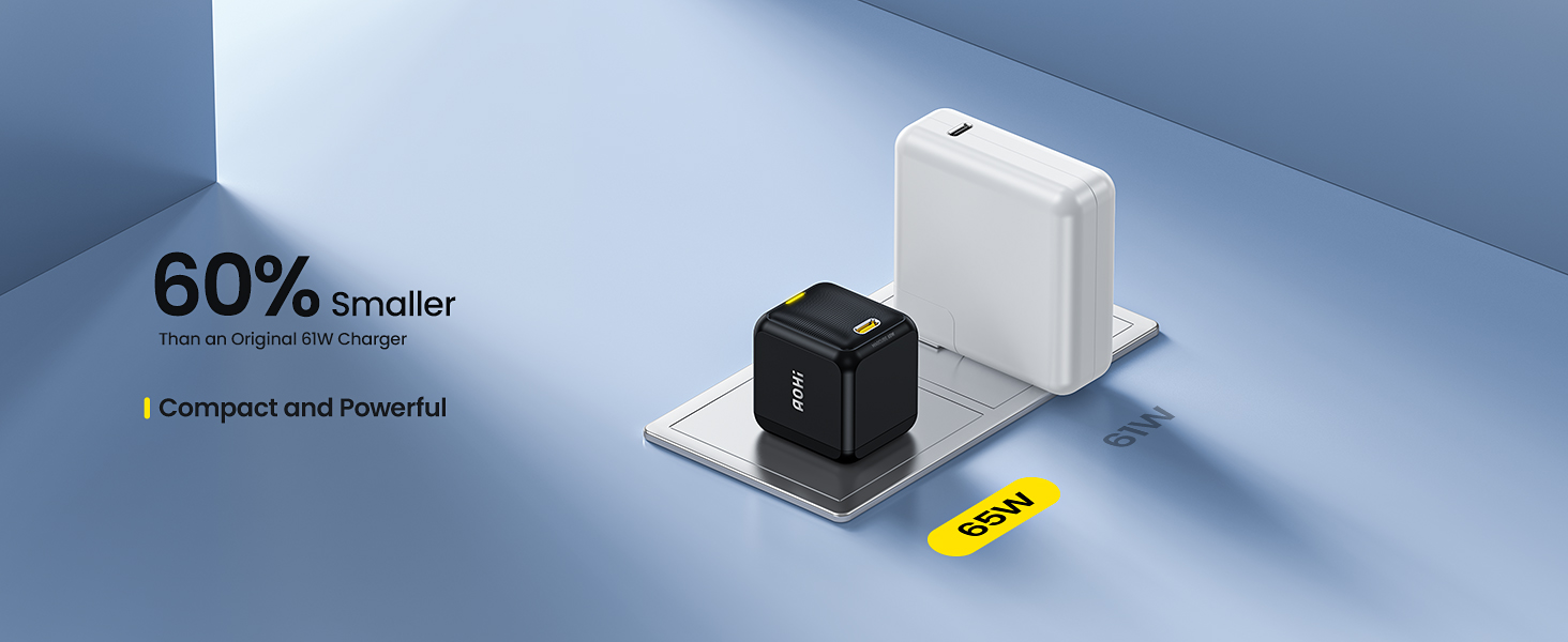 Bộ Sạc Nhanh Aohi Magcube 65W GaN+ PD Kèm Cáp Sạc LED USB-C | iAohi.VN Phân Phối Chính Hãng