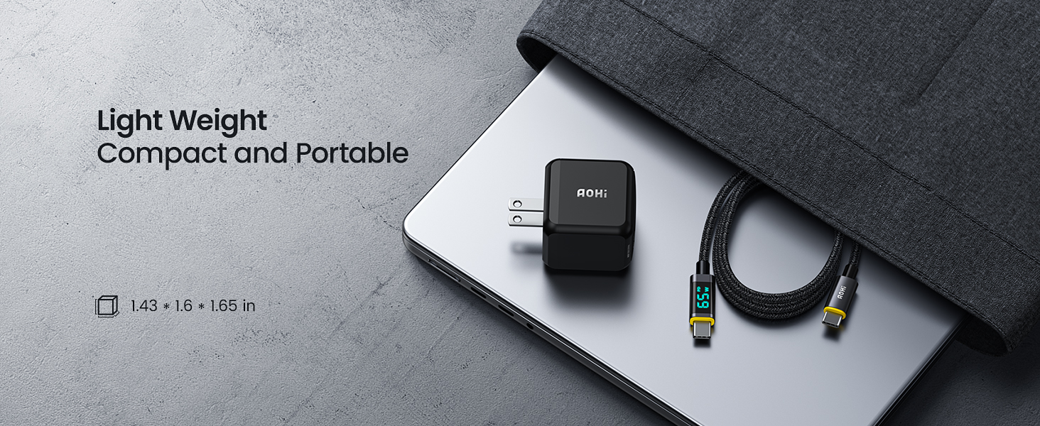 Bộ Sạc Nhanh Aohi Magcube 65W GaN+ PD Kèm Cáp Sạc LED USB-C | iAohi.VN Phân Phối Chính Hãng