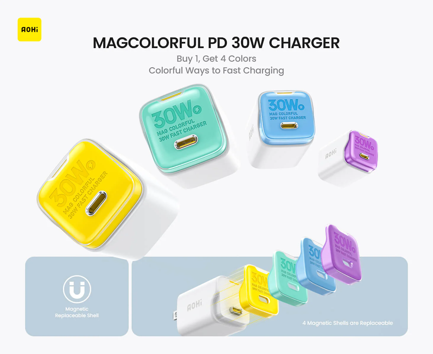 Sạc Nhanh GaN+ Aohi Magcolorful 30W | iAohi.VN Phân Phối Chính Hãng