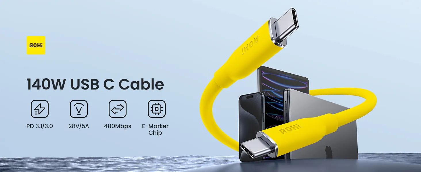 Cáp Sạc Nhanh AOHI 140W PD 3.1 USB-C Dài 1M | iAohi.VN Phân Phối Chính Hãng
