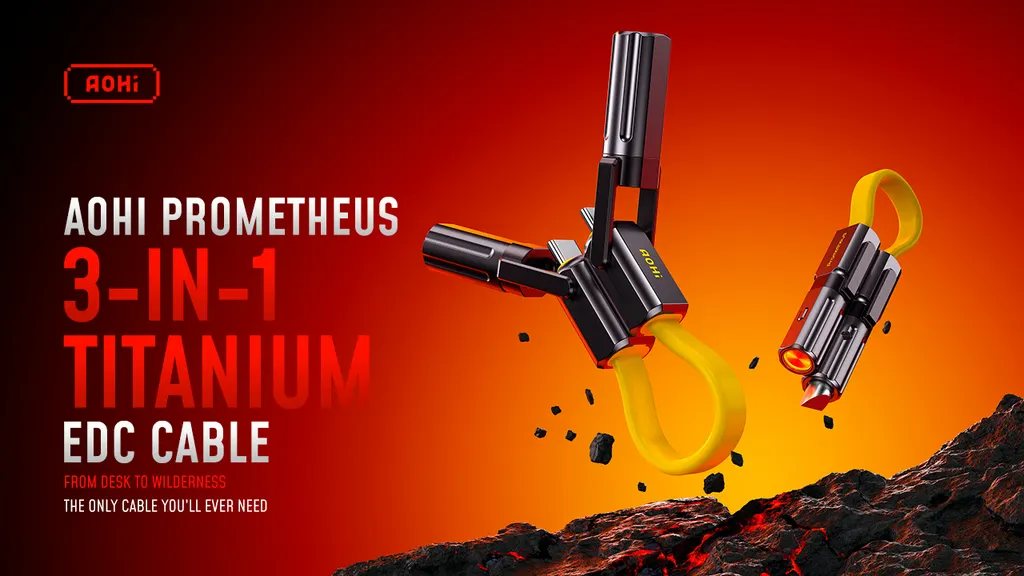 Cáp sinh tồn 3 trong 1 | Tối ưu hóa EDC | Lưỡi hợp kim titan ẩn | Bật lửa gốm tức thì | Công suất tối đa 240W