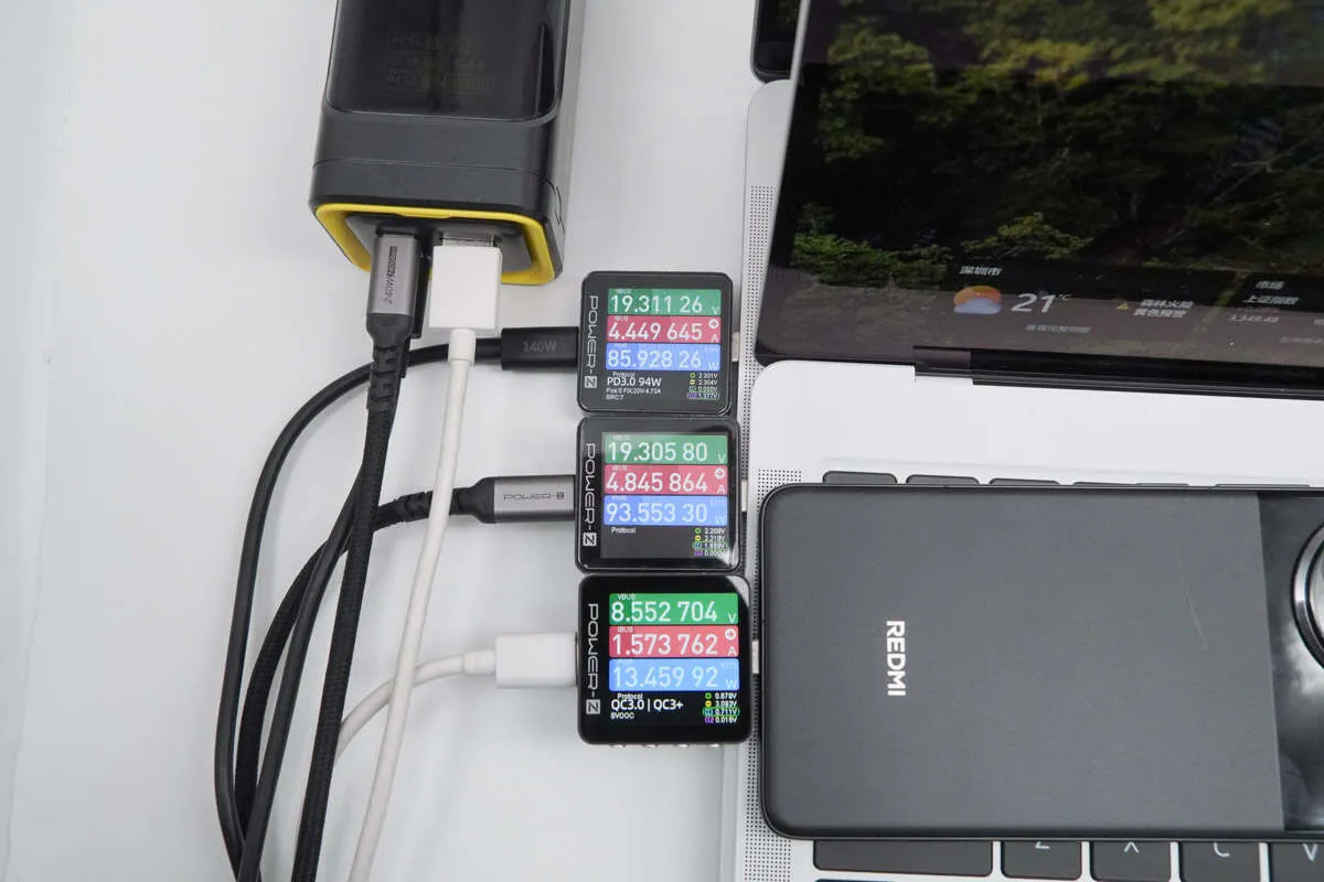 Chỉ Số Đo Thực Tế Trên Aohi The Future Starship 240W 27.600mAh – AOC-P011 | Khi Sạc Full 3 Cổng