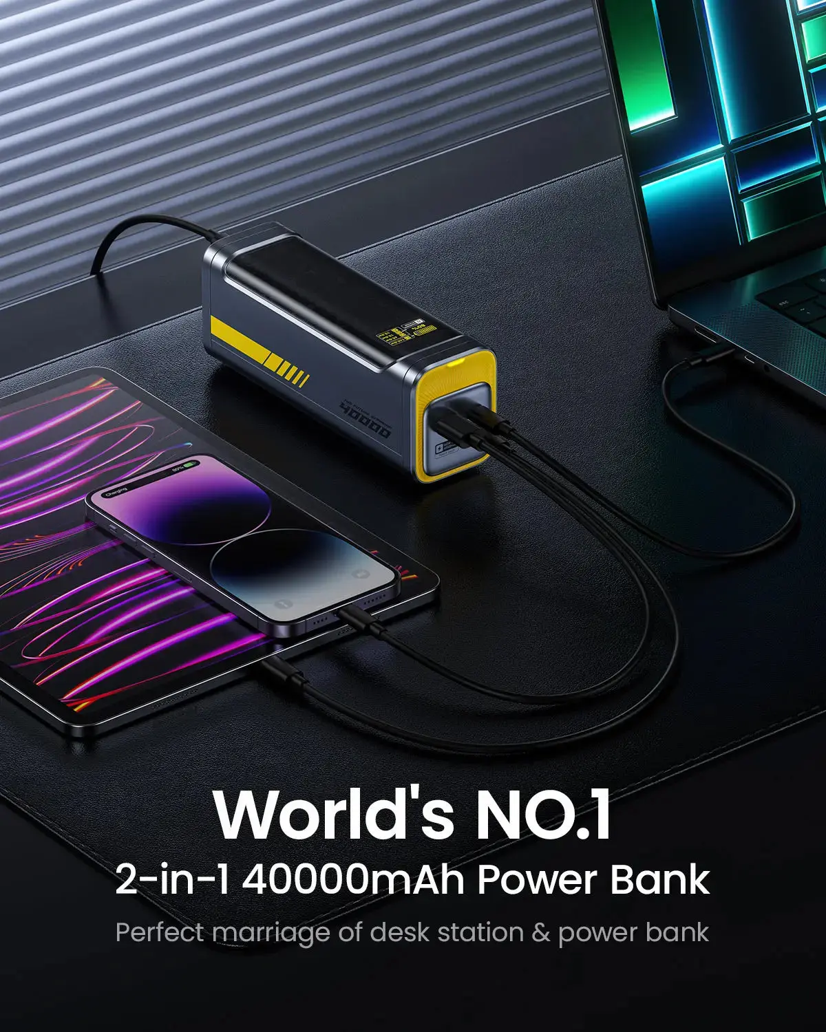 Pin Dự Phòng Aohi Starship 40.000mAh 140W PD3.1, Kèm Cáp USB-C Dài 91.44 Cm | iAohi.VN