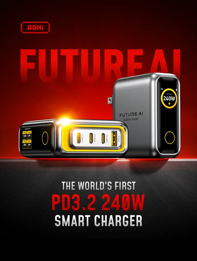 Bộ Sạc Nhanh Thông Minh Aohi Future AI 240W GaN+ PD3.2 Smart - AOC-C025 | iAohi.vn Phân Phối Chính Hãng