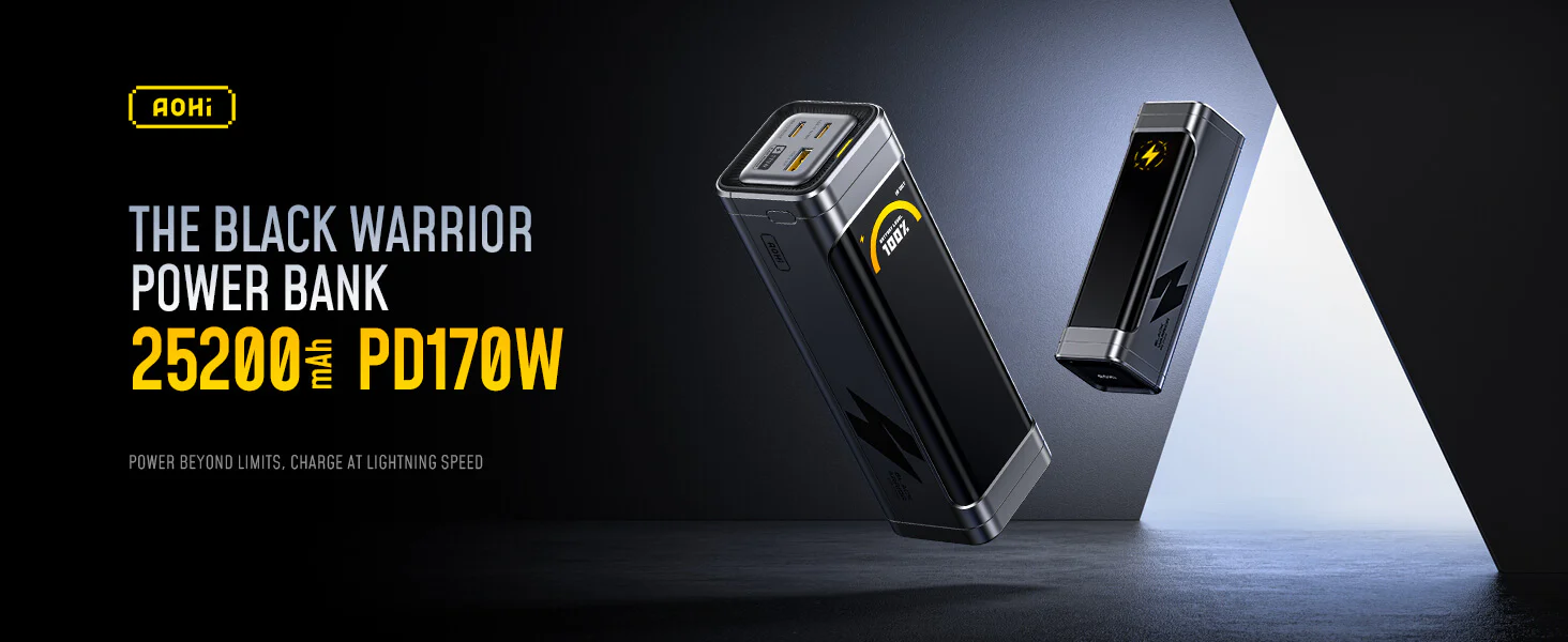 AOHI The Future Black Warrior 25.200mAh 170W PD3.0 - AOC-P016 Power Bank | iAohi.vn - Phân Phối Chính Hãng